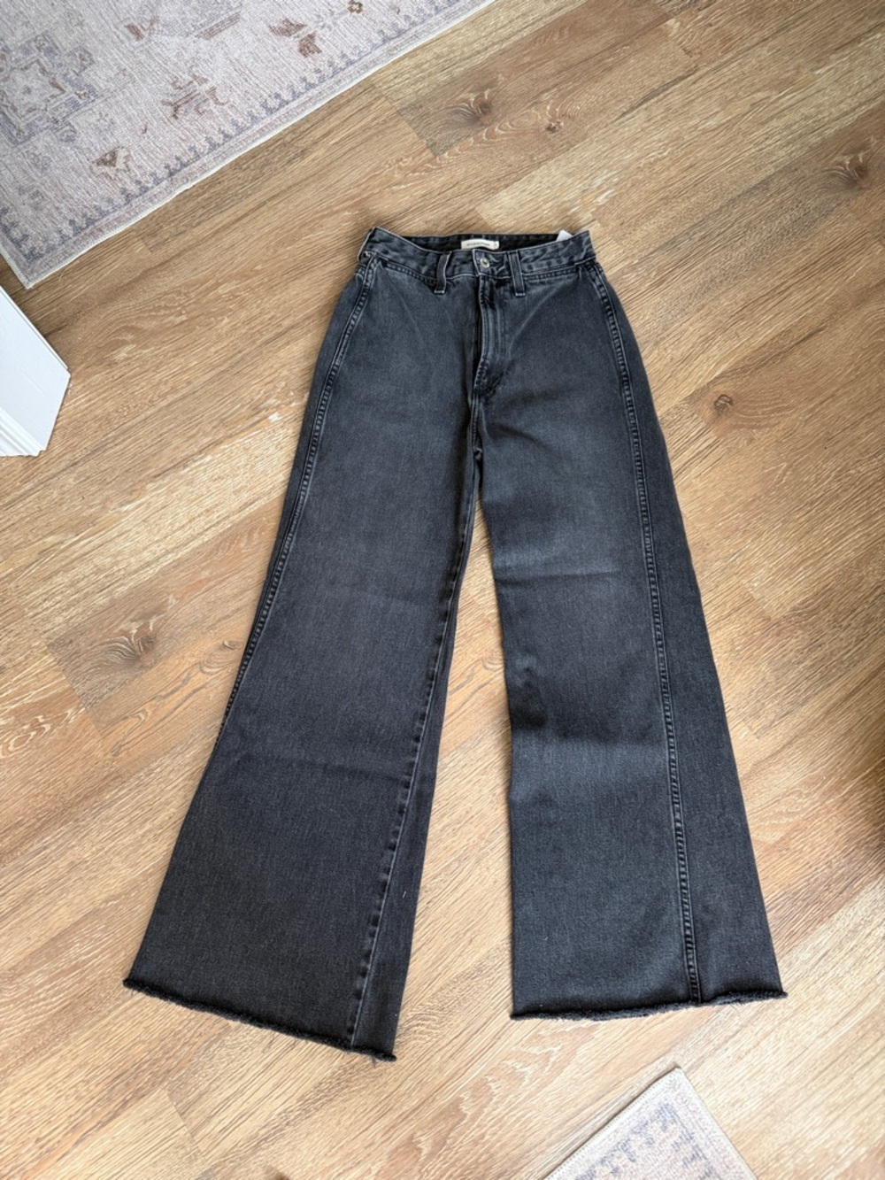 Studio Washed Black Wide-Leg Flare Jeans